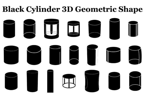 Black Cylinder 3D Geometric Shape Bundle for Modern Design Projects