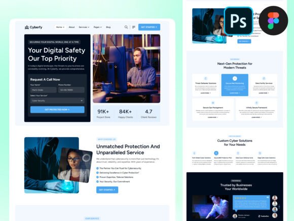Cyber Security Landing Page PSD Figma: A Practical Design Resource for Modern Web Development