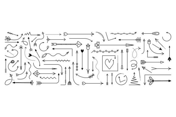 Decorative Black Line Arrows Doodle Set: A Designer’s Go-To for Modern Visual Navigation