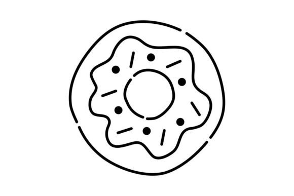 Donut Black Line Illustration: A Minimalist Icon for Sweet Design Projects