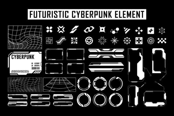Futuristic Cyberpunk HUD Shapes Bundle – Design Tools for Next-Gen Interfaces