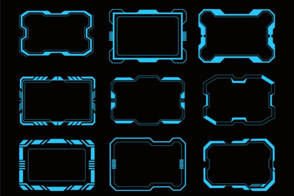 Futuristic Digital Frame Set for Modern Design Projects