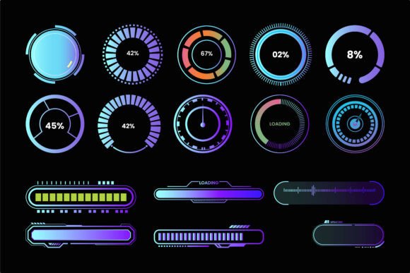 Futuristic HUD Interface Design: Enhancing User Experience with Customizable Loading Bars and Progress Indicators