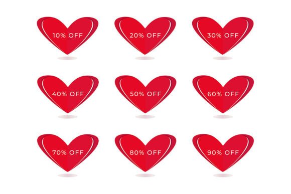 Red Heart Banners, Sales Set: Creative Tools for Eye-Catching Promotions
