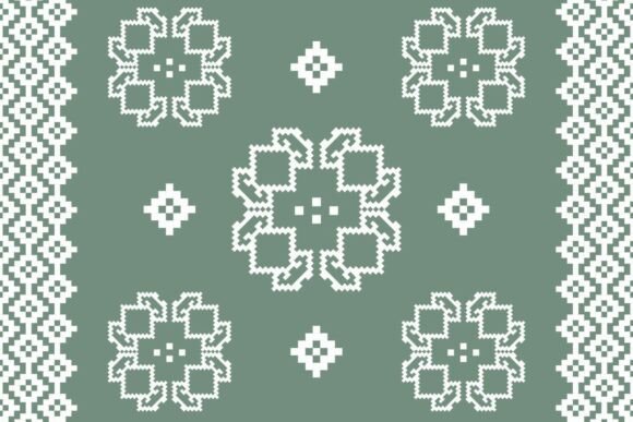 Sage Green Pixel Floral Seamless Pattern: Elevate Your Designs with Cultural Elegance