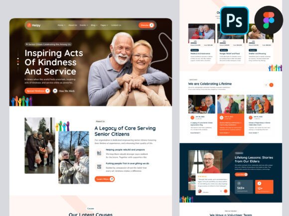 Senior Citizen Landing Page PSD Figma: A Modern UI Kit for Real-World Business Needs