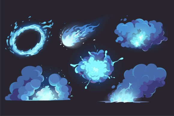 Smoke Clouds Cartoon Elements for Dynamic Visual Projects