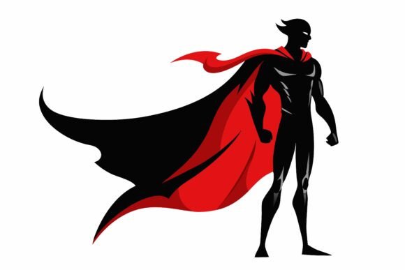 Superhero Silhouette with Red Cape: A Versatile Design for Creative and Commercial Projects